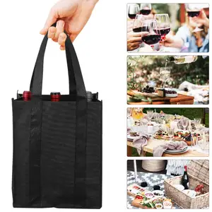 Wholesale Custom Red Wine Bottle Carrier Tote Bag Recyclable Packaging At Cheap Price
