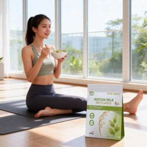 Flocons <span class=keywords><strong>d</strong></span>'<span class=keywords><strong>avoine</strong></span> au lait matcha, céréales instantanées à grains entiers - Product Image 3