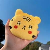 Prix d'usine Porte-monnaie en peluche Tigre Jaune Kawaii, doux et moelleux, motif animal de dessin animé, avec broderie, cadeau pour adolescentes