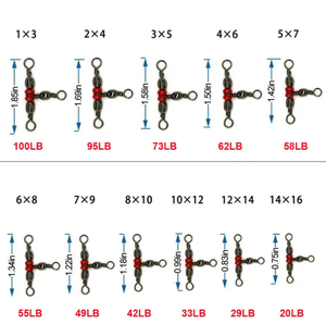 Tres esmerillones de pesca de barril de tres vías con línea cruzada, de latón, tipo T-Turn, triple esmerilón - Product Image 5