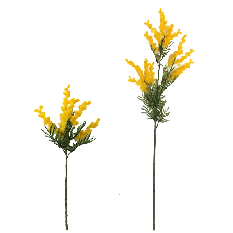 2 sizes flocked flowers artificial flocking acacia plants flower for home decorations