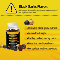 Gummies à l'ail noir, à l'huile de nigelle et à l'extrait de prune avec miel naturel pour le soutien immunitaire et antioxydant, 60 unités