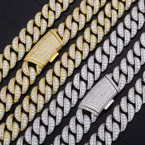 สร้อยคอแบบคิวบันฮิปฮอปสั่งทำพิเศษสำหรับทุกเพศ ประดับเพชรโมอิสซาไนต์ ชุบทอง 18K เงินแท้ 925 ดีไซน์แบบไมอามี่ลิงค์ ตัวเรือนแบบเบเซลเซ็ตติ้ง - Product Image 2