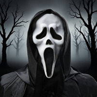 Masque d'horreur Halloween Scream, couvre-chef en plastique effrayant pour NPC, accessoire de déguisement pour fête cosplay, blague, farce, costume effrayant, noir