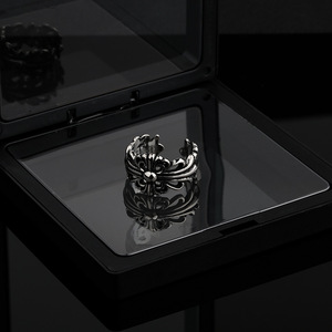 Anello da Uomo Vintage in <span class=keywords><strong>Acciaio</strong></span> Inossidabile Stile Europeo-Americano con Pietra Naturale, Croce Apribile Regolabile, Design Hip-Hop di Nicchia - Product Image 6