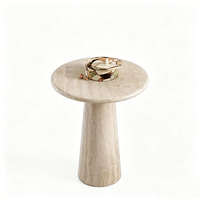 Table console en travertin naturel Wabi-sabi, design italien moderne haut de gamme, base sur piétement, entrée, salon, taille personnalisée