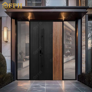 Style de pivot de porte d'entrée principale de <span class=keywords><strong>villa</strong></span> en aluminium forgé de sécurité de preuve de rouille avec <span class=keywords><strong>des</strong></span> lumières latérales pour <span class=keywords><strong>des</strong></span> villas de luxe - Product Image 6