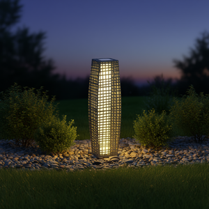 Lanterne solaire de jardin d'extérieur, lampe de sol LED en bambou, IP65, grande taille, lumière blanche chaude 2700K, contrôle par capteur - Product Image 2