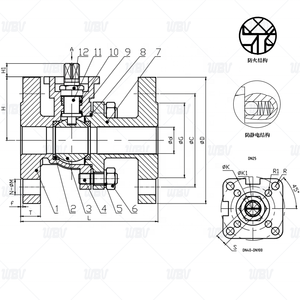 Vanne à boisseau sphérique pneumatique DIN à plateforme haute Q641F-16P/R avec traitement thermique FRAS et tige anti-éclatement à boule solide - Product Image 2