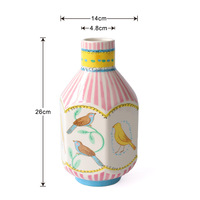 Vase en céramique avec des oiseaux et des fleurs de jardin de nuit et de rose, vase à fleurs haut de gamme pour la maison, objet décoratif, décoration de salon