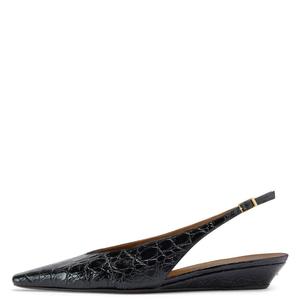Nouvelles sandales d'été 2026 pour femmes, grande taille, noires, texture croco, bout pointu, talon compensé, à bride arrière, chaussures de bureau pour femmes, EU 34-4 - Product Image 1