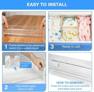 Adjustable Transparent PP Multifunction Modern <b>Drawer</b> Dividers 4" High 10.6-17" Expandable Rectangle Organizers for <b>Storage</b> - Product Image 6