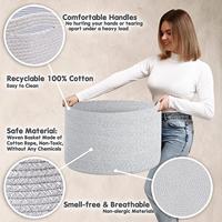 Panier de rangement rond en corde de coton tressée gris grande taille KUYUE