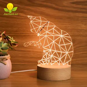 Lampada a Led 3D all'ingrosso lampada da tavolo in acrilico USB lampada da notte per gatti per la decorazione domestica