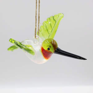 El üflemeli Murano Lampwork füzyon cam zanaat ev dekorasyon asılı Hummingbird kuş figürleri süs kanca iç için - Product Image 4