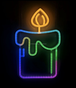 Luz LED de decoración de pared con gradiente de colores para Hanukkah, tipo neón, alimentada por USB, con control por aplicación y luz ambiental regulable. - Product Image 1
