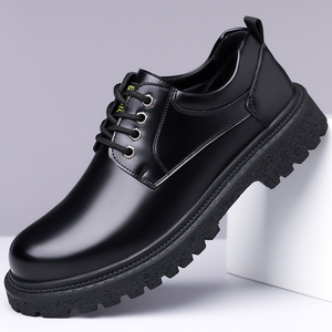 Bottes en cuir de vachette pour homme, talon bas, semelle en caoutchouc antidérapante, chaussures de travail décontractées, taille 39 40 41 42 43 44 45 - Product Image 1