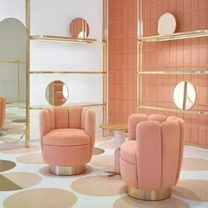 Màu hồng cao trở lại Sofa ghế bành hiện đại bằng thép không gỉ vải giải trí giọng ghế sofa sang trọng ghế đơn