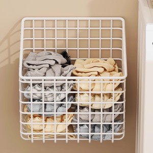 Wall Mounted Wire <b>Basket</b> Rectangle Minimalist Clothing Organizer For Bathroom Dormitory <b>Storage</b> Rack - Product Image 2