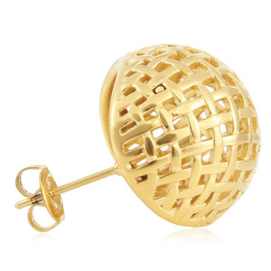 Gold Hollow <b>Mesh</b> Hoop Earrings Geometric U Shape Everyday Wear Unisex 19055 - Product Image 2