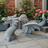 Patung Naga Mitologi Polyresin Kustom untuk Taman, Detail Sayap Rapi, Buatan Tangan, Dilukis Tangan, Dekorasi Rumah