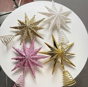 Cross-border Christmas Decoration Golden Star-shaped Christmas Tree Topper Glitter <b>Mirror</b> Sequins Electroplating <b>Plastic</b> - Product Image 6