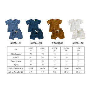 Pijamas de bebé de algodón y lino al por mayor, conjuntos de ropa para niño y niña, conjunto de ropa infantil para niño pequeño - Product Image 3