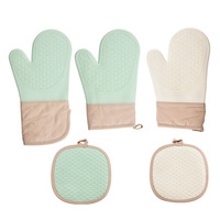 Ensemble de maniques de four et de dessous de plat en silicone, résistant à la chaleur, antidérapant, pour cuisine, micro-ondes et cuisson, avec isolation thermique