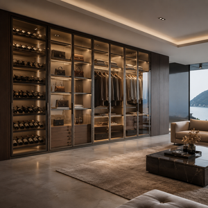 Porte <span class=keywords><strong>de</strong></span> dressing moderne <span class=keywords><strong>de</strong></span> luxe <span class=keywords><strong>de</strong></span> style italien avec cadre en aluminium pour dressing, porte <span class=keywords><strong>de</strong></span> placard en verre, porte <span class=keywords><strong>de</strong></span> garde-robe - Product Image 1