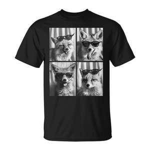 T-shirt avec des renards mignons et des lunettes de soleil, motif animal cool pour photomaton - Product Image 1