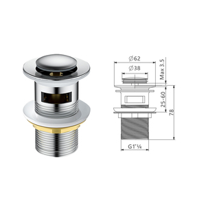 Pop up drainer lưu vực bồn tắm vòi hoa sen xả Stopper Bồn Rửa Nhà Bếp tóc Catcher giỏ lọc Watermark Cống Bồn Rửa Brass tắm cắm - Product Image 5