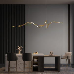 Lampadario per Sala da Pranzo, Lampada a Sospensione Lineare Italiana con Effetto Soffice, Illuminazione Decorativa di Lusso Dimmerabile a Striscia Lunga - Product Image 4