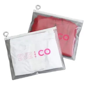 定制尺寸透明PVC拉链袋磨砂塑料包装衣服衬衫泳装可生物降解扣板袋