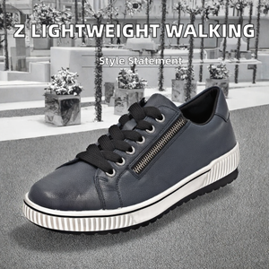 Zapatos para caminar transpirables con cordones y cremallera lateral, zapatillas informales con punta redonda, calzado ligero y cómodo para hombres y mujeres - Product Image 2