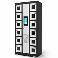 Casillero Inteligente de Carga para Teléfonos con 12 Puertas y Ventanas de Acrílico, Gabinete de Almacenamiento sin Llave de Autoservicio para Vestíbulo de Oficina y Gimnasio