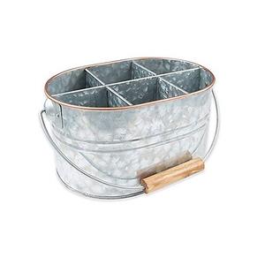 Decoración de granja Caddy de limpieza de acero galvanizado 6 rejillas Utensilio de cocina Caddy con mango - Product Image 3