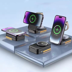 Soporte de cargador inalámbrico con luz LED plegable 3 en 1 para <span class=keywords><strong>iPhone</strong></span> 17 16 15 14 para <span class=keywords><strong>Apple</strong></span> <span class=keywords><strong>Watch</strong></span> para Airpods Pro estación de carga rápida - Product Image 2