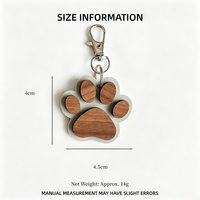 Porte-clés personnalisé en bois gravé au laser avec empreinte de patte, nom d'animal personnalisé, patte de chien ou de chat, cadeau créatif pour animal de compagnie, décoration mignonne pour clé de voiture