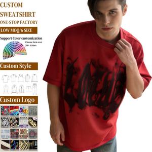 เสื้อยืดครอปแฟชั่นทรงหลวมไซส์ใหญ่พิเศษ TKAN719D สำหรับผู้ชาย สไตล์สตรีทแวร์เนื้อผ้าหนา 100% ผ้าฝ้าย พิมพ์โลโก้ 3 มิติแบบนูน - Product Image 1