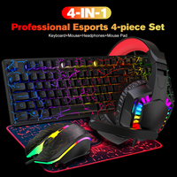 Ensemble clavier et souris 4-en-1 filaire rétroéclairé pour PC Gamer – Kits DIY personnalisables pour ordinateur portable – Effet craquelé – Quatre pièces