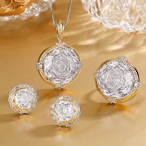 High Quality Eco-friendly Copper Gold Plated 18-10MM White Zircon Pendant <b>Earrings</b> Ladies Jewellery <b>Sets</b> Wedding Engagement - Product Image 3