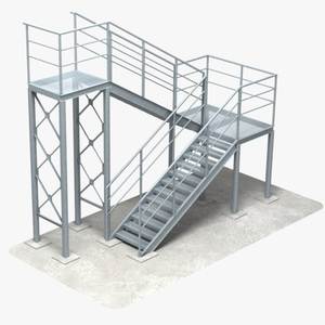 <span class=keywords><strong>Escalera</strong></span> de <span class=keywords><strong>acceso</strong></span> recto externo Prima duradera en acero galvanizado con escalones perforados - Product Image 2