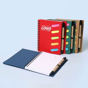 Custom Spiral Kraft <b>Notebook</b> with Sticky Notes Combo Lined Pages, Logo Printing for Business Promotions and Trade Show Giveaways - Product Image 1