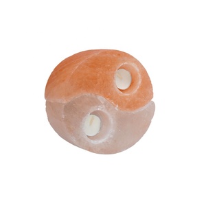 Pink & White Crystal Salt Ying Yung <b>Candle</b> Holder Himalayan Salt <b>Candle</b> Holder-Sian Enterprises - Product Image 2