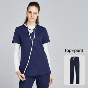 Uniformes de enfermería para salón de belleza de Color sólido, ropa de trabajo de laboratorio de algodón y poliéster Multicolor, uniformes médicos para mascotas, ropa de trabajo nueva - Product Image 2