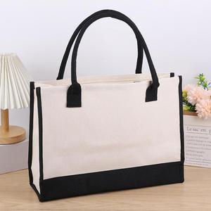 Sac fourre-tout en toile beige uni personnalisé avec logo d'usine, imperméable et réutilisable, idéal pour les courses, la plage, les cadeaux d'anniversaire et de mariage - Product Image 2
