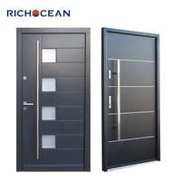 Portes d'entrée en aluminium résistantes aux ouragans, design personnalisé RICHOCEAN, sécurité renforcée, double vitrage