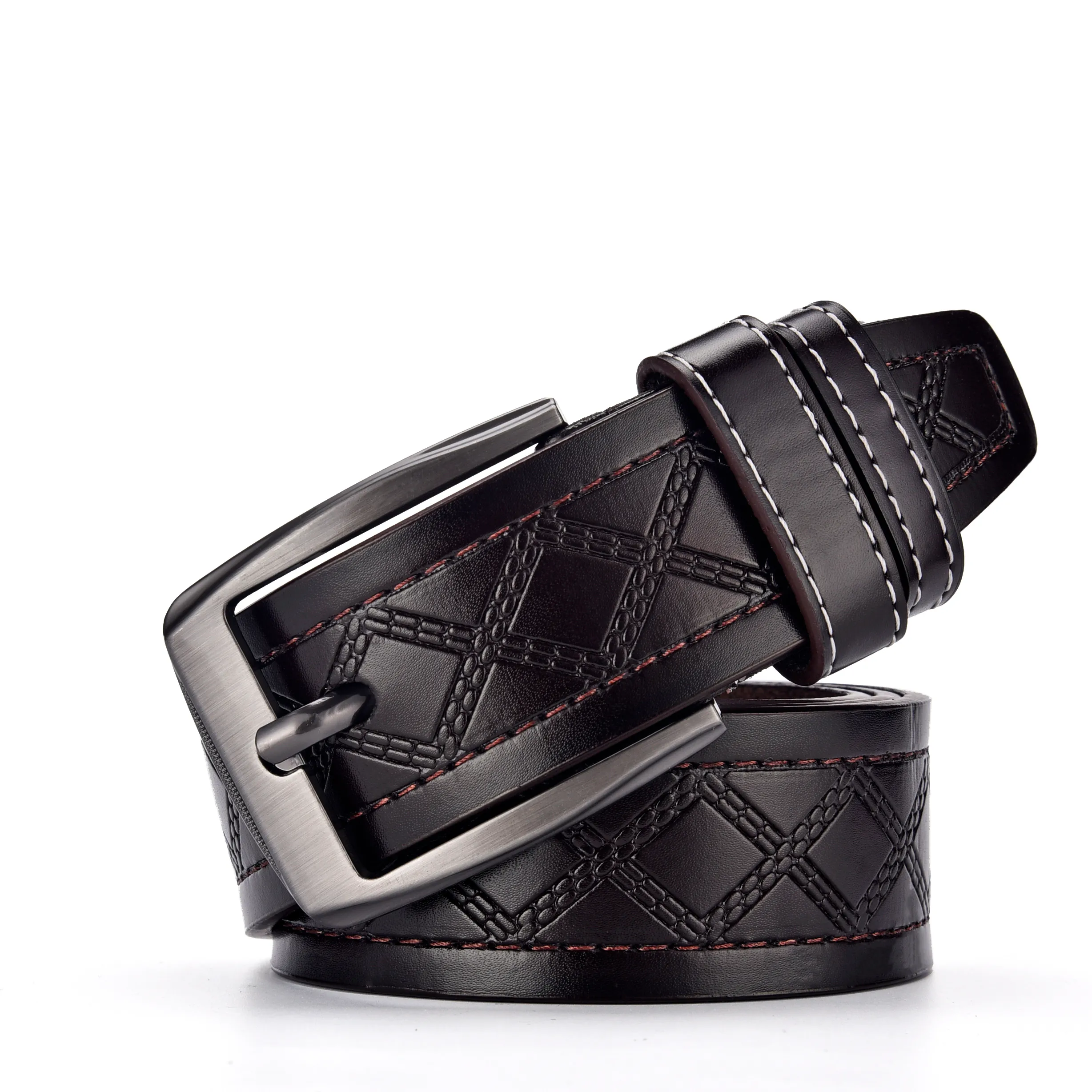 Classic Men's Pin Buckle Belt For Men black color fashion Wholesale Factory Custom pattern