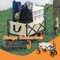 Chariot de courses pliable à quatre roues facile à transporter, chariot de camping et de randonnée imperméable pour l'extérieur avec poignée rétractable