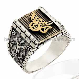 925K Sterling <b>Silver</b> Ottoman Empire Tugra Double Head Eagle <b>Men</b> Sultan <b>Ring</b> - Product Image 2